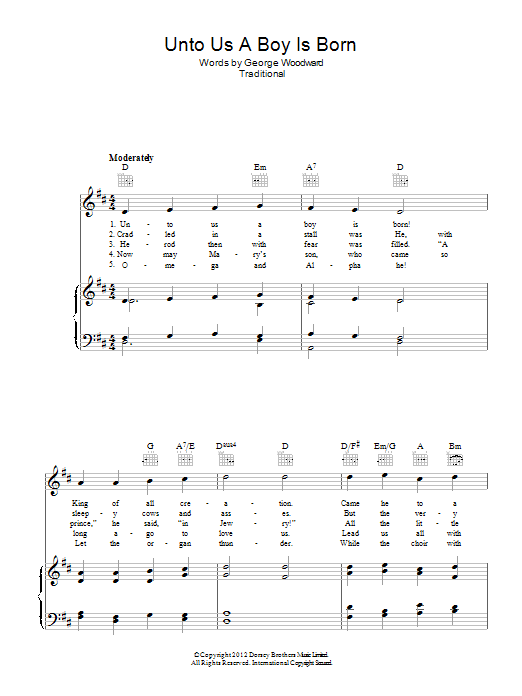 Download Traditional Carol Unto Us A Boy Is Born Sheet Music and learn how to play Lead Sheet / Fake Book PDF digital score in minutes