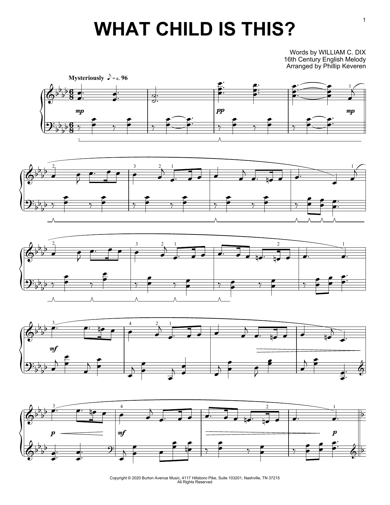 Download Traditional Carol What Child Is This? (arr. Phillip Keveren) Sheet Music and learn how to play Piano Solo PDF digital score in minutes