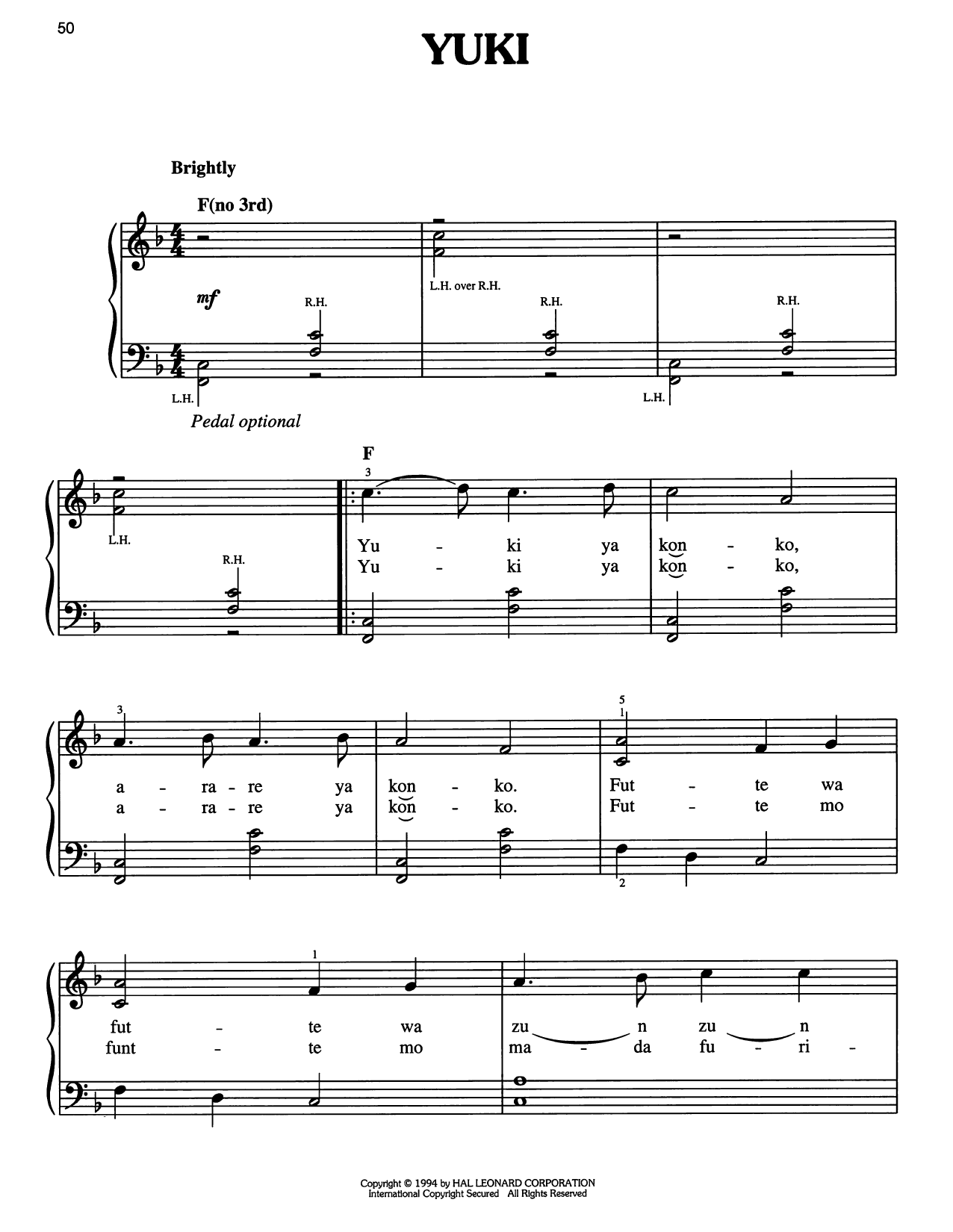 Download Traditional Carol Yuki Sheet Music and learn how to play Easy Piano PDF digital score in minutes
