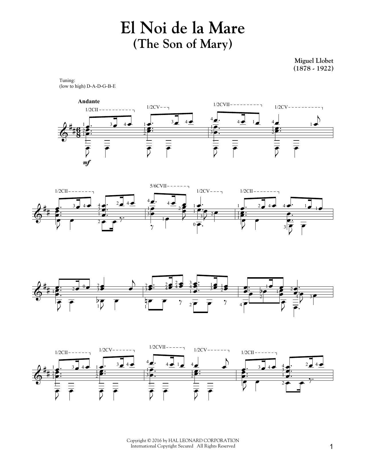 Download Traditional Carol El Noi De La Mare (The Son Of Mary) Sheet Music and learn how to play Guitar Tab PDF digital score in minutes