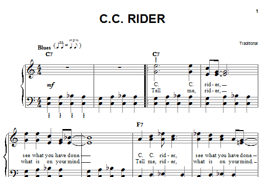 Download Traditional C.C. Rider Sheet Music and learn how to play Easy Piano PDF digital score in minutes