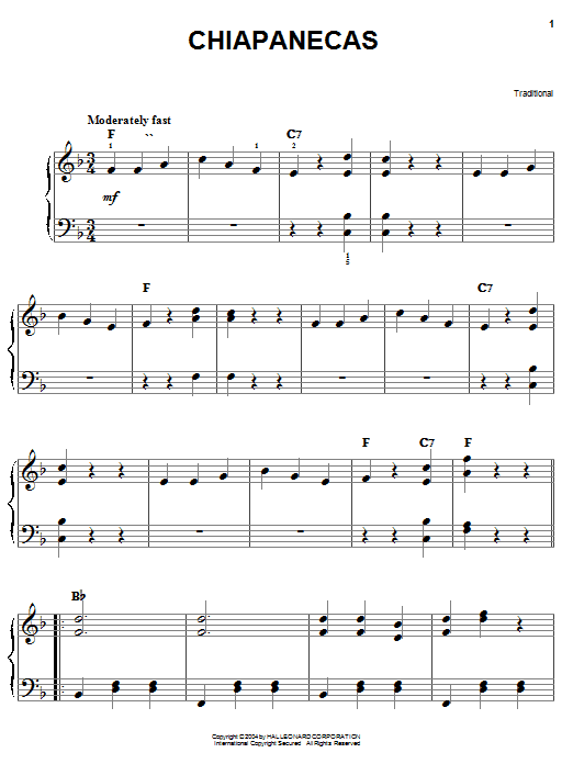 Download Traditional Chiapanecas Sheet Music and learn how to play Accordion PDF digital score in minutes