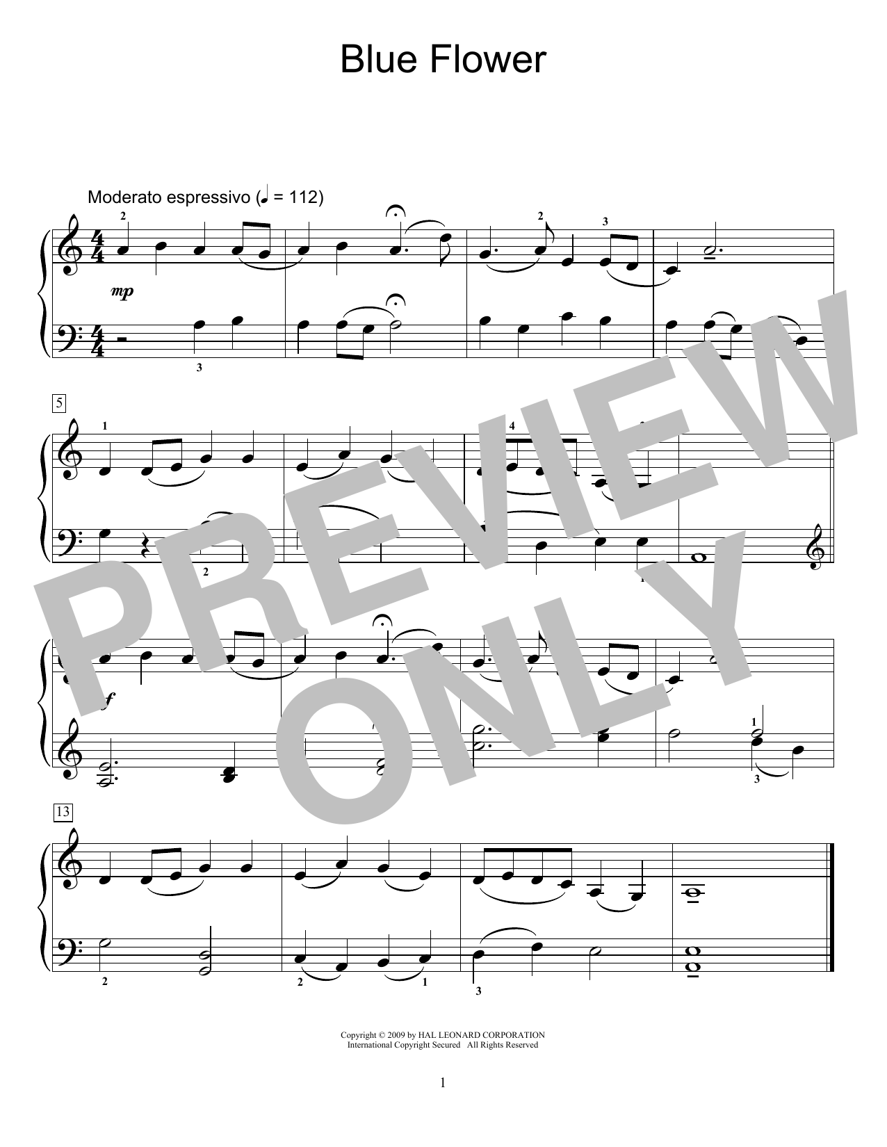 Download Traditional Chinese Folk Song Blue Flower (arr. Joseph Johnson) Sheet Music and learn how to play Educational Piano PDF digital score in minutes