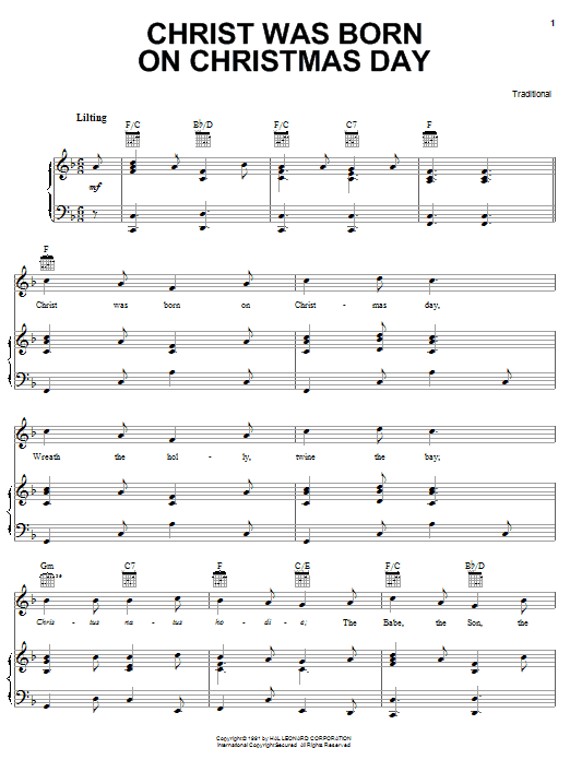 Download Traditional Christ Was Born On Christmas Day Sheet Music and learn how to play Alto Saxophone PDF digital score in minutes