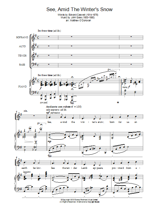 Download Christmas Carol See Amid The Winter's Snow Sheet Music and learn how to play SATB PDF digital score in minutes