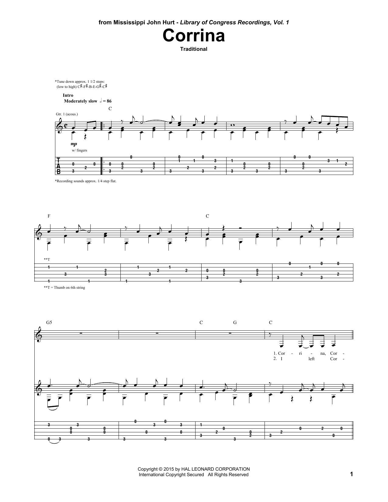 Download Traditional Corrina Sheet Music and learn how to play Very Easy Piano PDF digital score in minutes