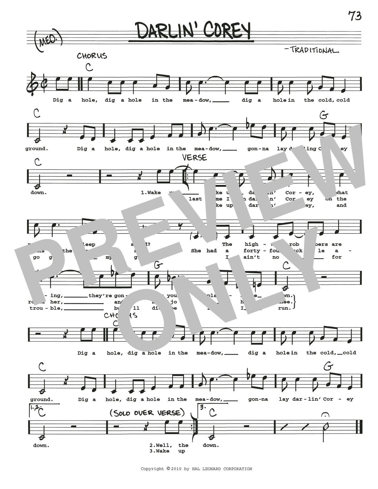 Download Traditional Darlin' Corey Sheet Music and learn how to play Real Book – Melody, Lyrics & Chords PDF digital score in minutes