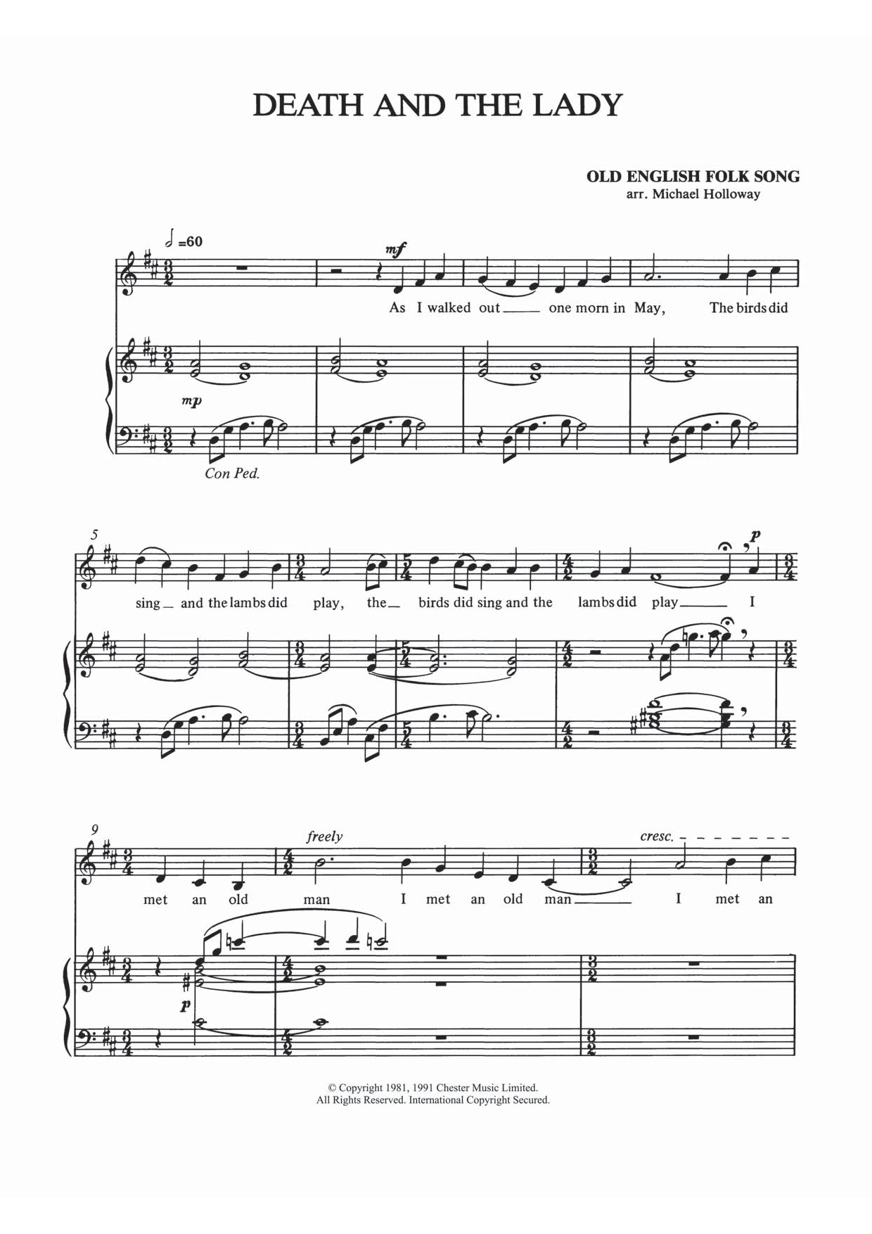 Download Traditional Death And The Lady Sheet Music and learn how to play Piano & Vocal PDF digital score in minutes