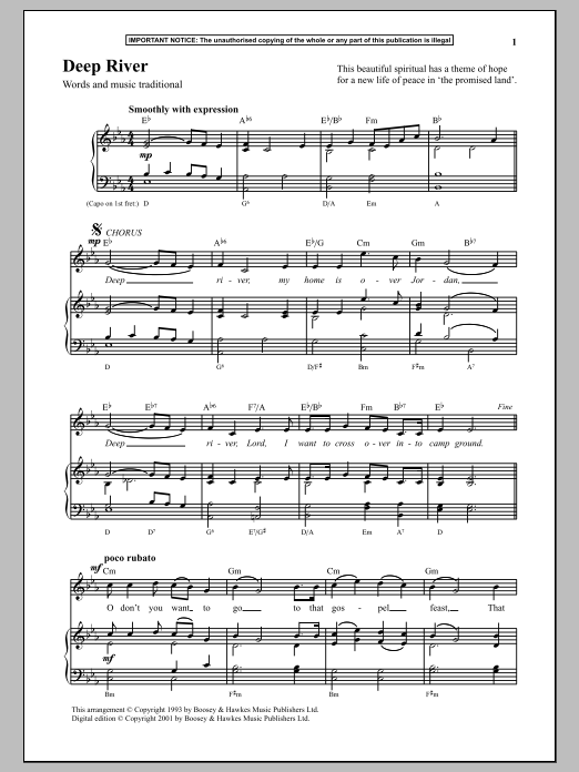 Download Traditional Deep River Sheet Music and learn how to play Piano PDF digital score in minutes