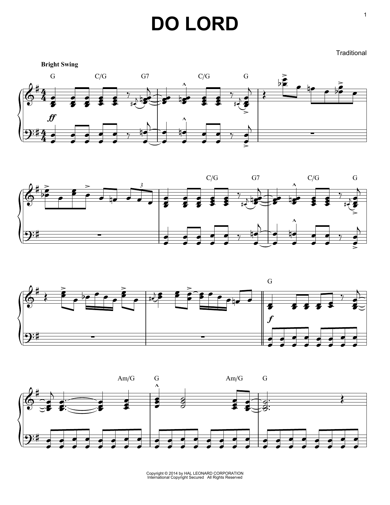 Download Traditional Do Lord Sheet Music and learn how to play Piano PDF digital score in minutes