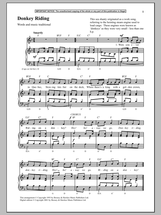 Download Traditional Donkey Riding Sheet Music and learn how to play Piano PDF digital score in minutes