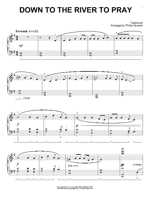 Download Phillip Keveren Down To The River To Pray Sheet Music and learn how to play Piano PDF digital score in minutes