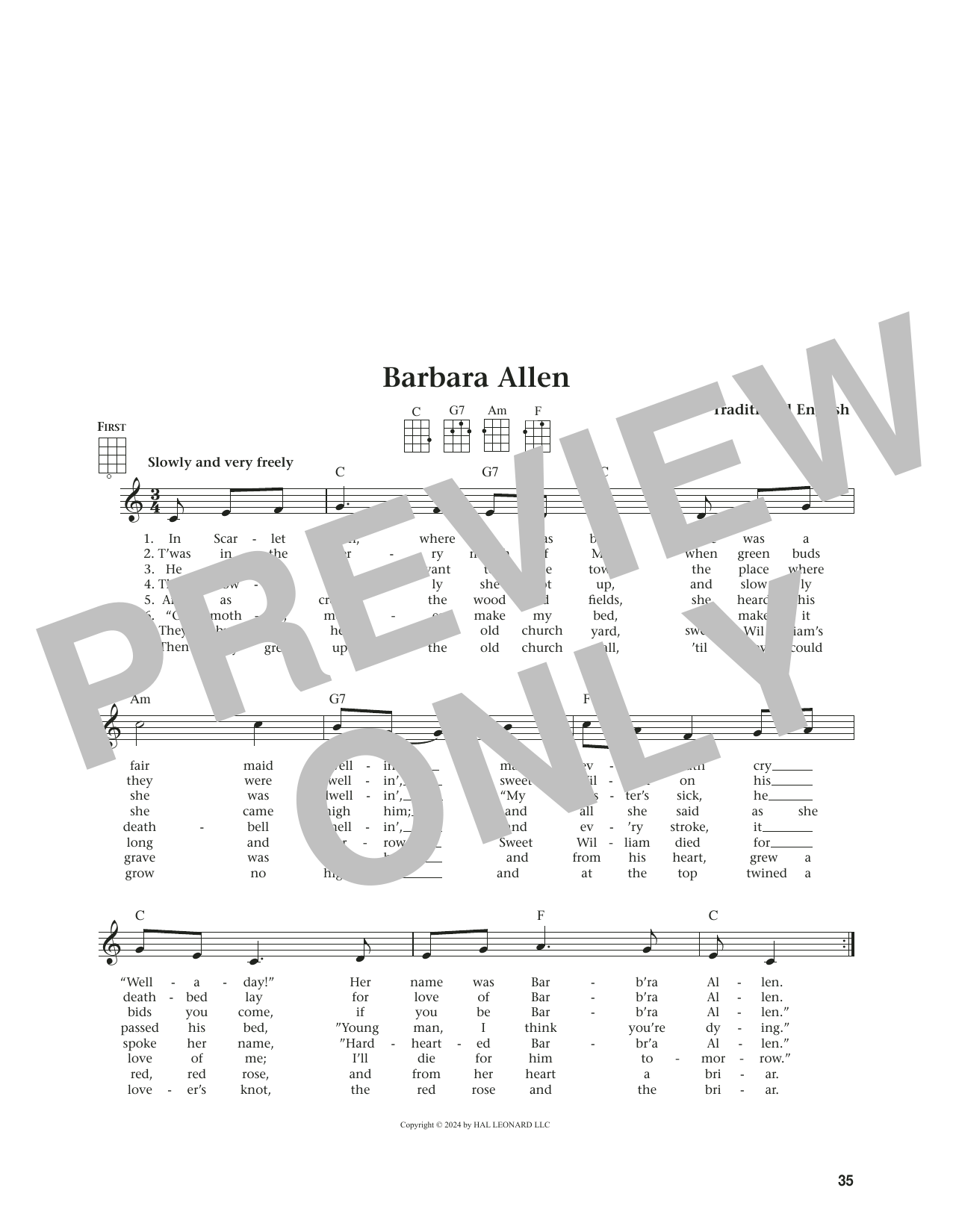 Download Traditional English Barbara Allen (from The Daily Ukulele) (arr. Jim Beloff) Sheet Music and learn how to play Ukulele PDF digital score in minutes