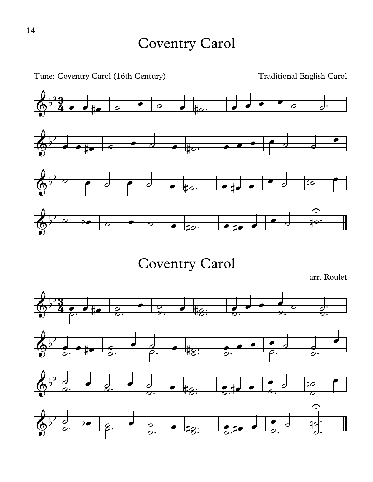 Download Traditional English Carol Coventry Carol (arr. Patrick Roulet) Sheet Music and learn how to play Marimba Solo PDF digital score in minutes