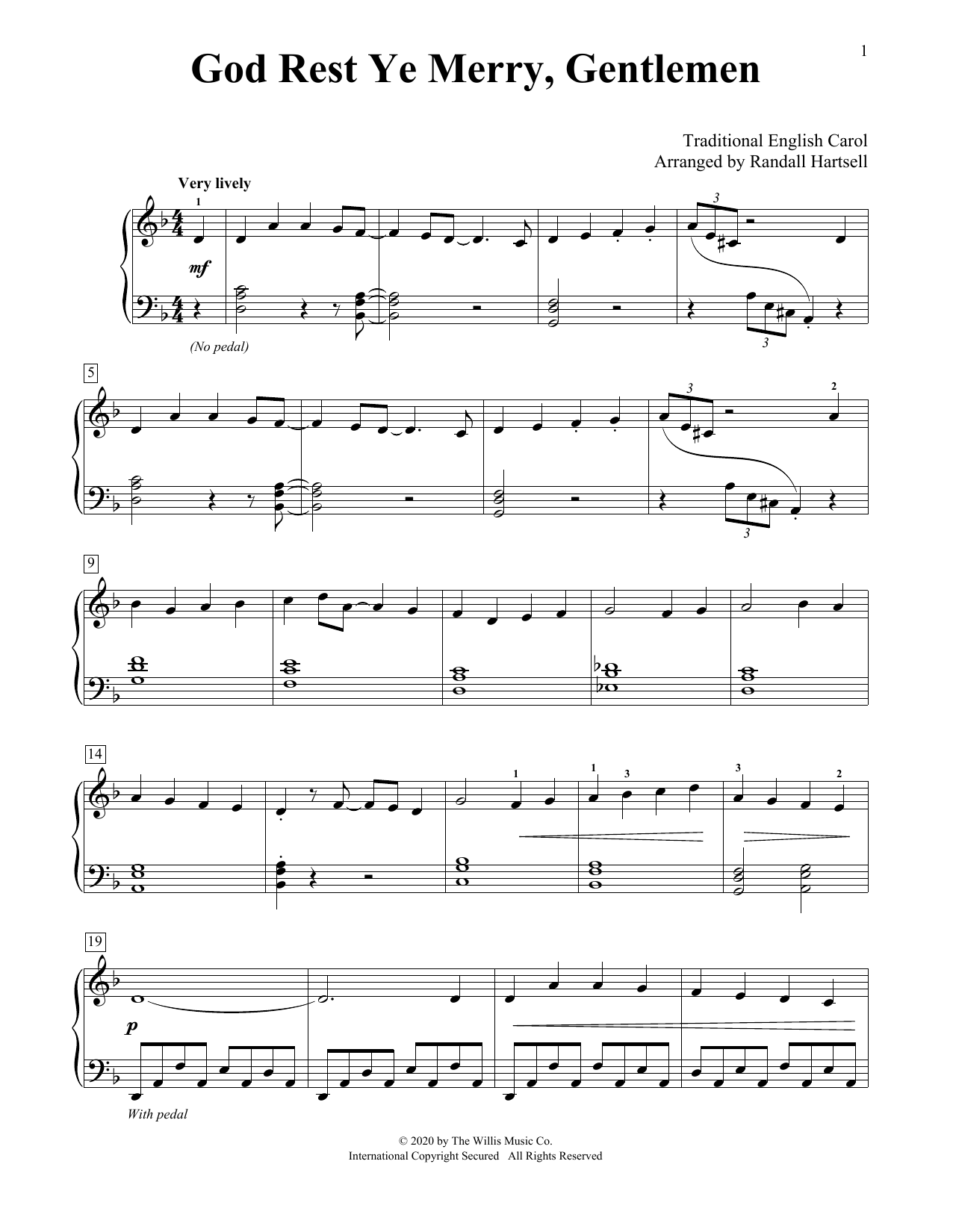 Download Traditional English Carol God Rest Ye Merry, Gentlemen (arr. Randall Hartsell) Sheet Music and learn how to play Educational Piano PDF digital score in minutes
