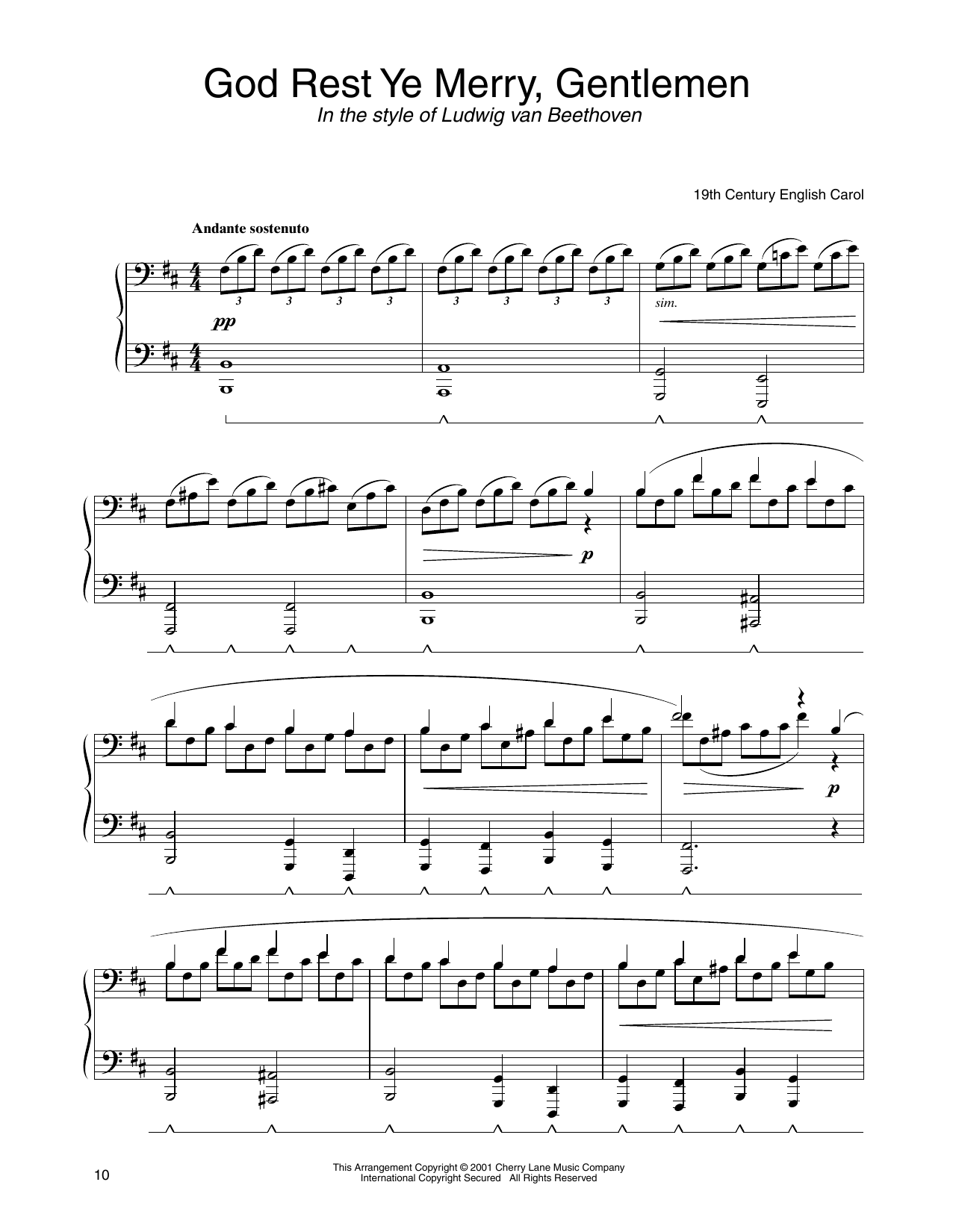 Download Traditional English Carol God Rest Ye Merry, Gentlemen (in the style of Beethoven) (arr. Carol Klose) Sheet Music and learn how to play Piano Solo PDF digital score in minutes