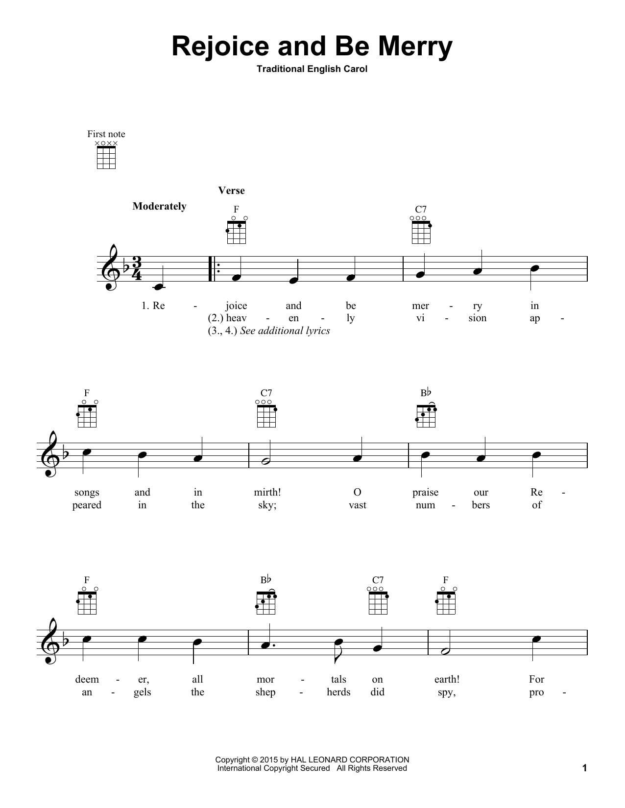 Download Traditional English Carol Rejoice And Be Merry Sheet Music and learn how to play Easy Guitar PDF digital score in minutes