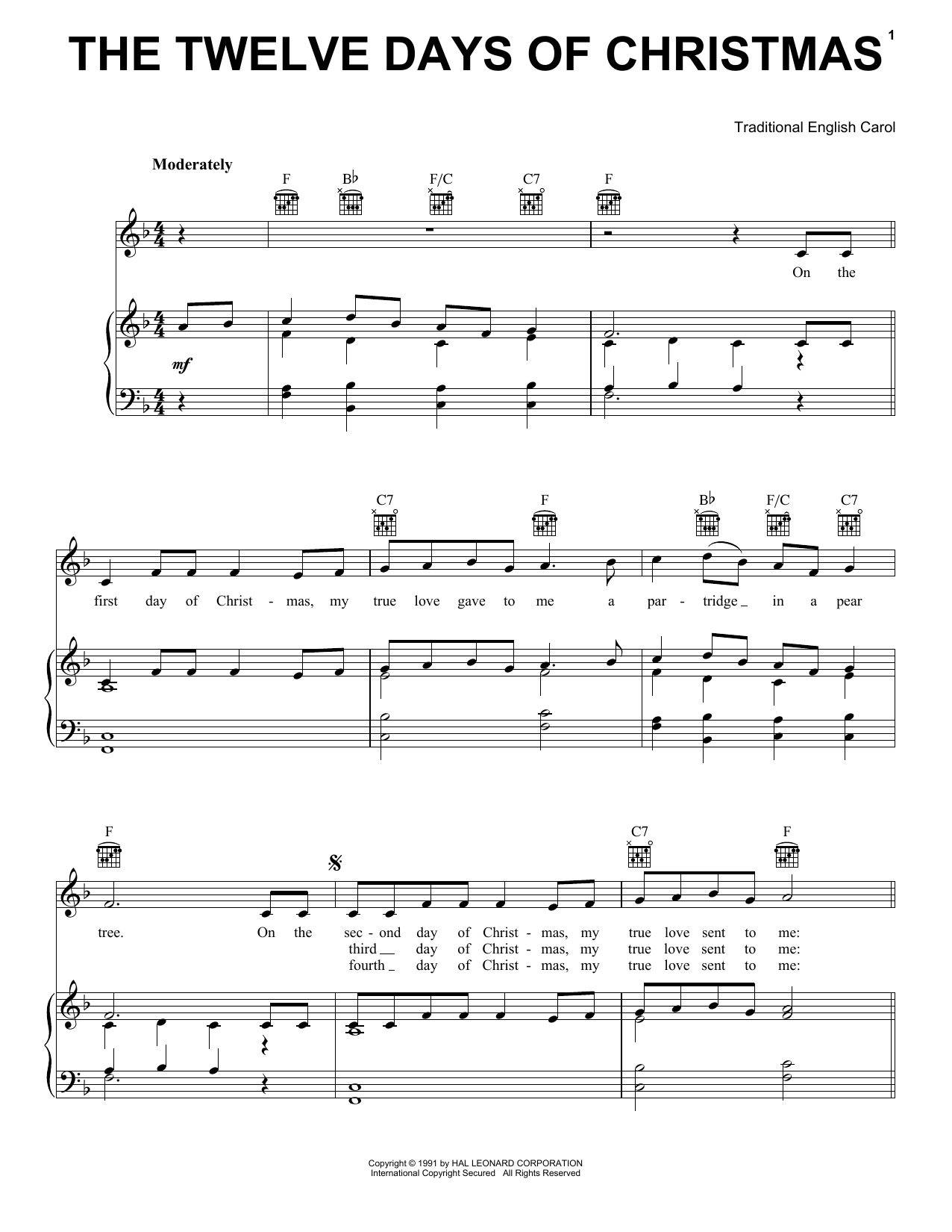 Download Traditional Carol The Twelve Days Of Christmas Sheet Music and learn how to play Easy Piano (Big Notes) PDF digital score in minutes