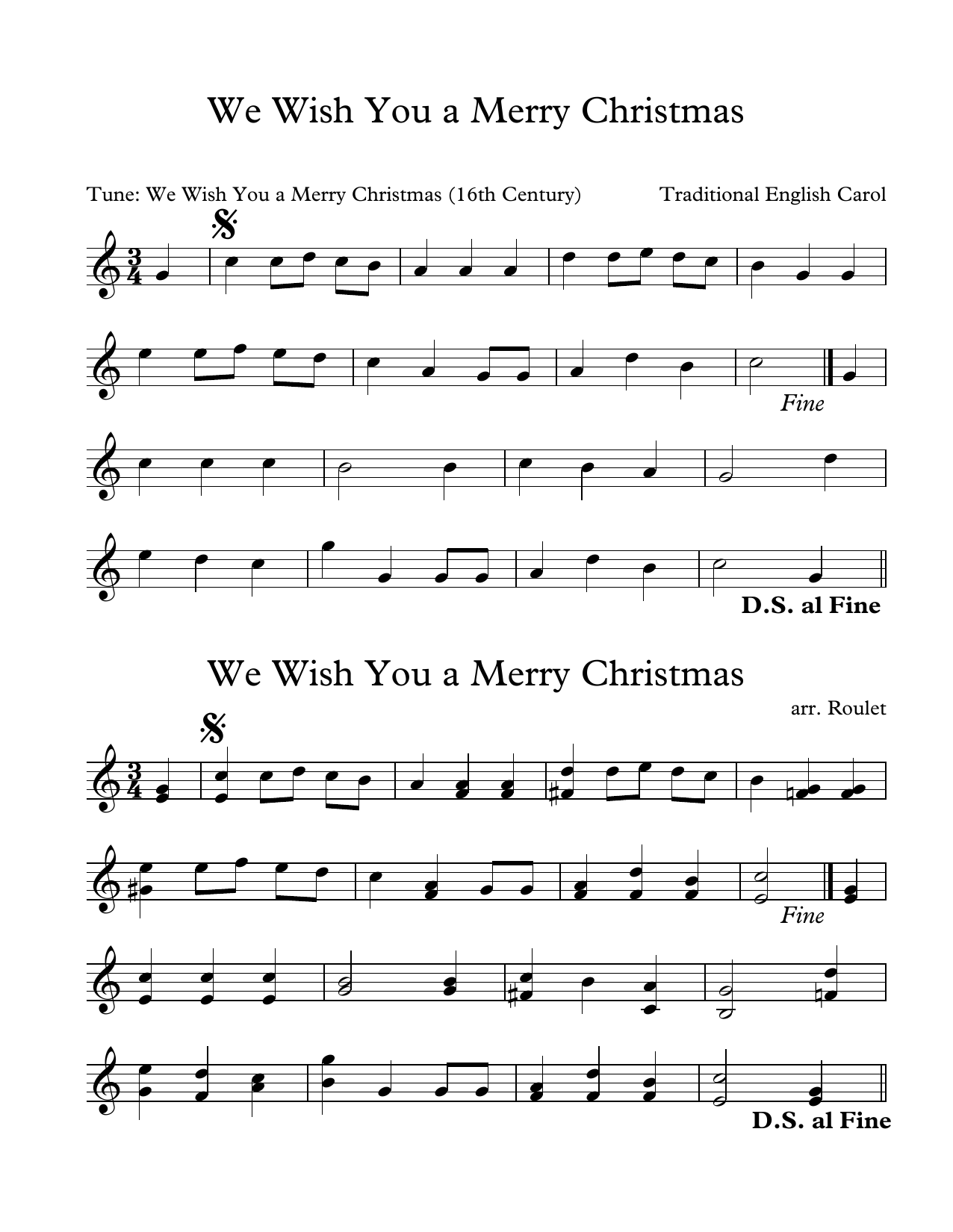 Download Traditional English Carol We Wish You A Merry Christmas (arr. Patrick Roulet) Sheet Music and learn how to play Marimba Solo PDF digital score in minutes