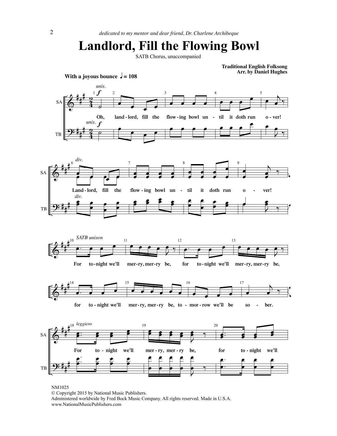 Download Traditional English Folksong Landlord, Fill The Flowing Bowl (arr. Daniel Hughes) Sheet Music and learn how to play SATB Choir PDF digital score in minutes