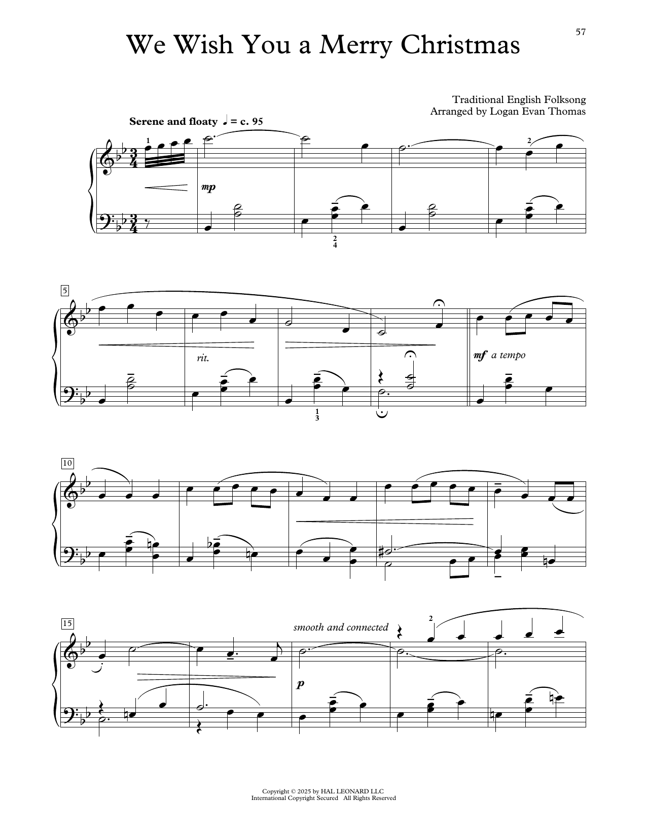Download Traditional English Folksong We Wish You A Merry Christmas (arr. Logan Evan Thomas) Sheet Music and learn how to play Educational Piano PDF digital score in minutes