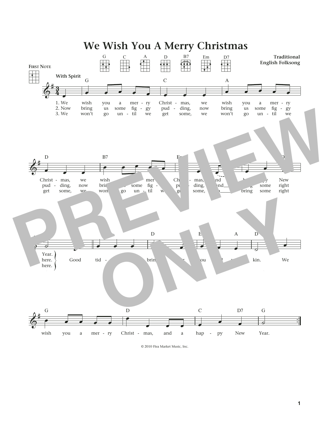 Download Traditional English Folksong We Wish You A Merry Christmas Sheet Music and learn how to play Ukulele PDF digital score in minutes