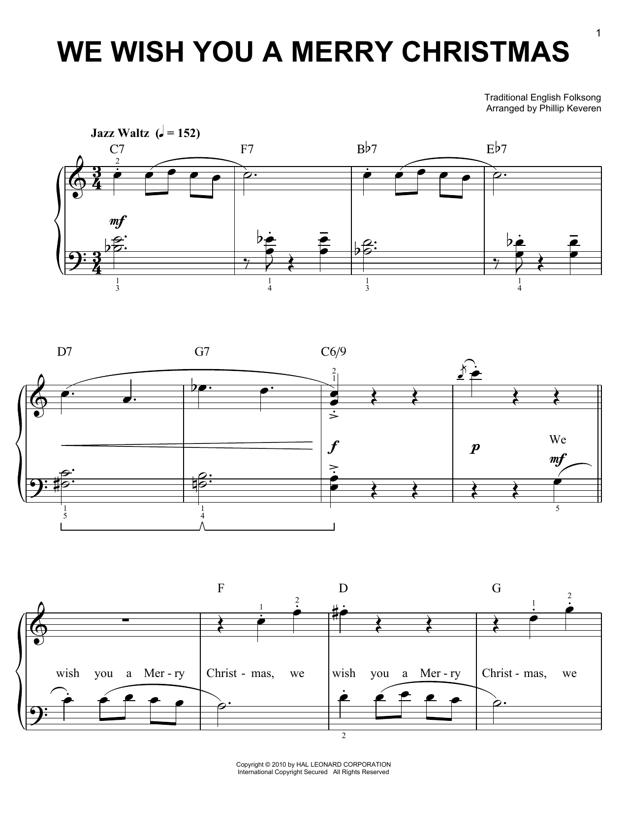 Download Traditional English Folksong We Wish You A Merry Christmas Sheet Music and learn how to play Easy Piano PDF digital score in minutes