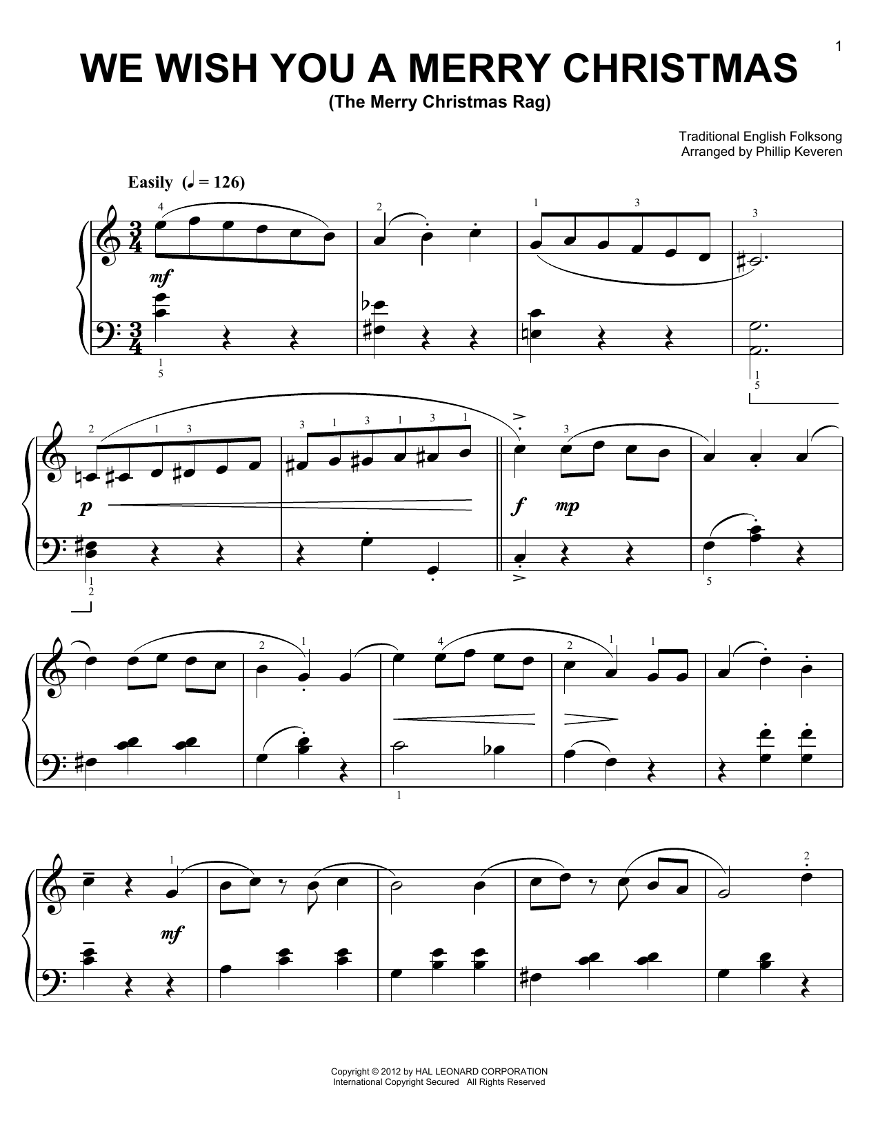 Download Phillip Keveren We Wish You A Merry Christmas Sheet Music and learn how to play Easy Piano PDF digital score in minutes