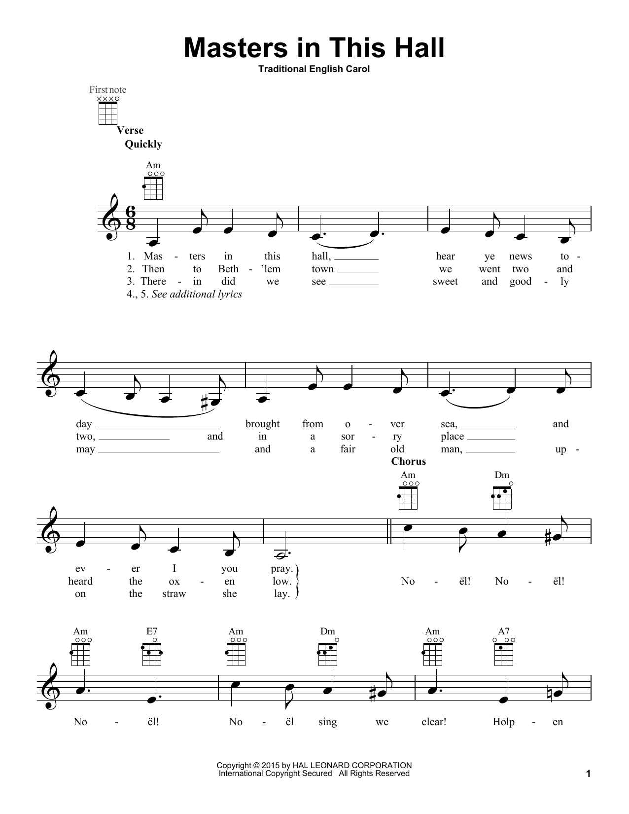 Download Traditional English Masters In This Hall Sheet Music and learn how to play Tenor Saxophone PDF digital score in minutes