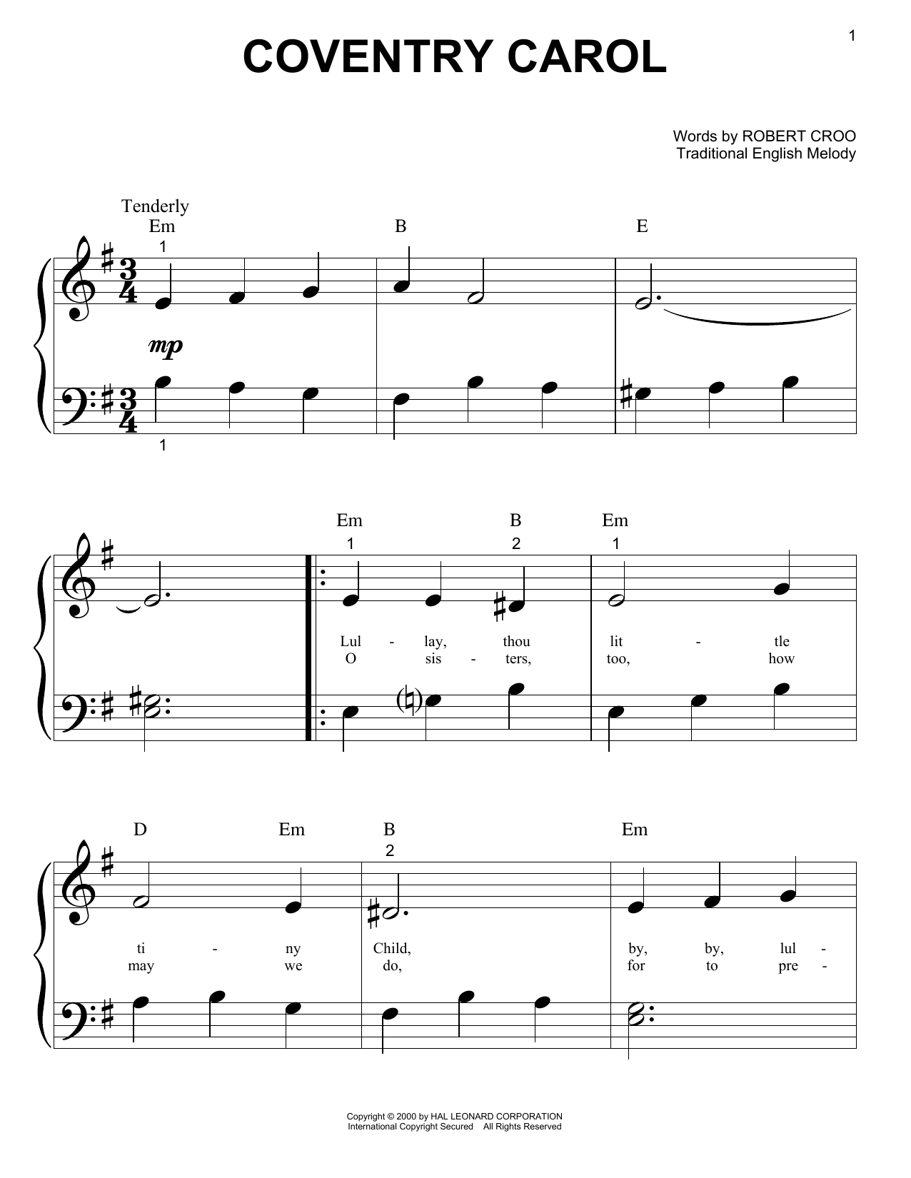 Download Christmas Carol Coventry Carol Sheet Music and learn how to play Cello PDF digital score in minutes