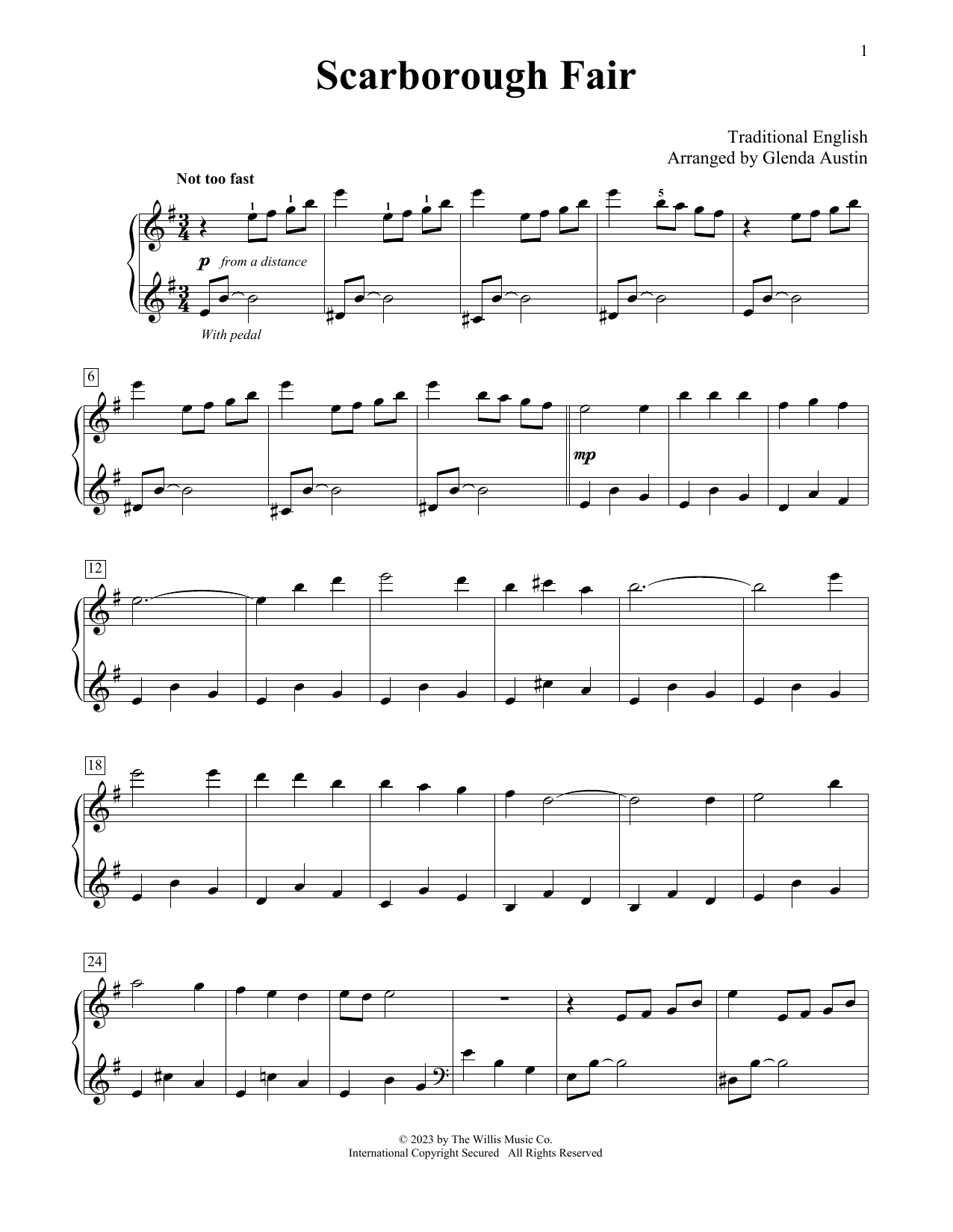 Download Traditional English Scarborough Fair (arr. Glenda Austin) Sheet Music and learn how to play Educational Piano PDF digital score in minutes