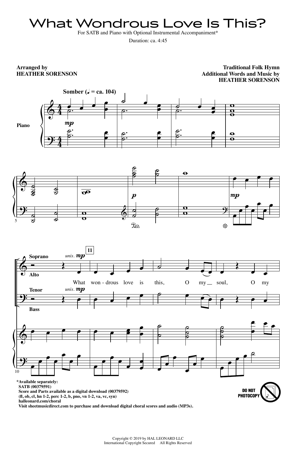 Download Traditional Folk Hymn What Wondrous Love Is This? (arr. Heather Sorenson) Sheet Music and learn how to play SATB Choir PDF digital score in minutes