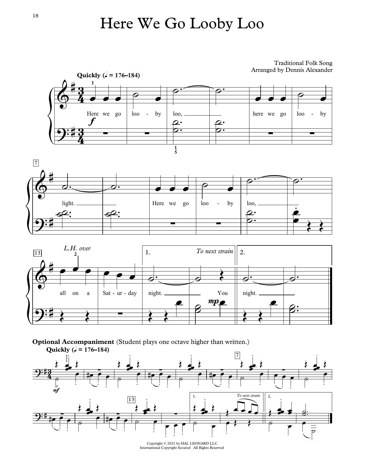 Download Traditional Folk Song Here We Go Looby Loo (arr. Dennis Alexander) Sheet Music and learn how to play Educational Piano PDF digital score in minutes