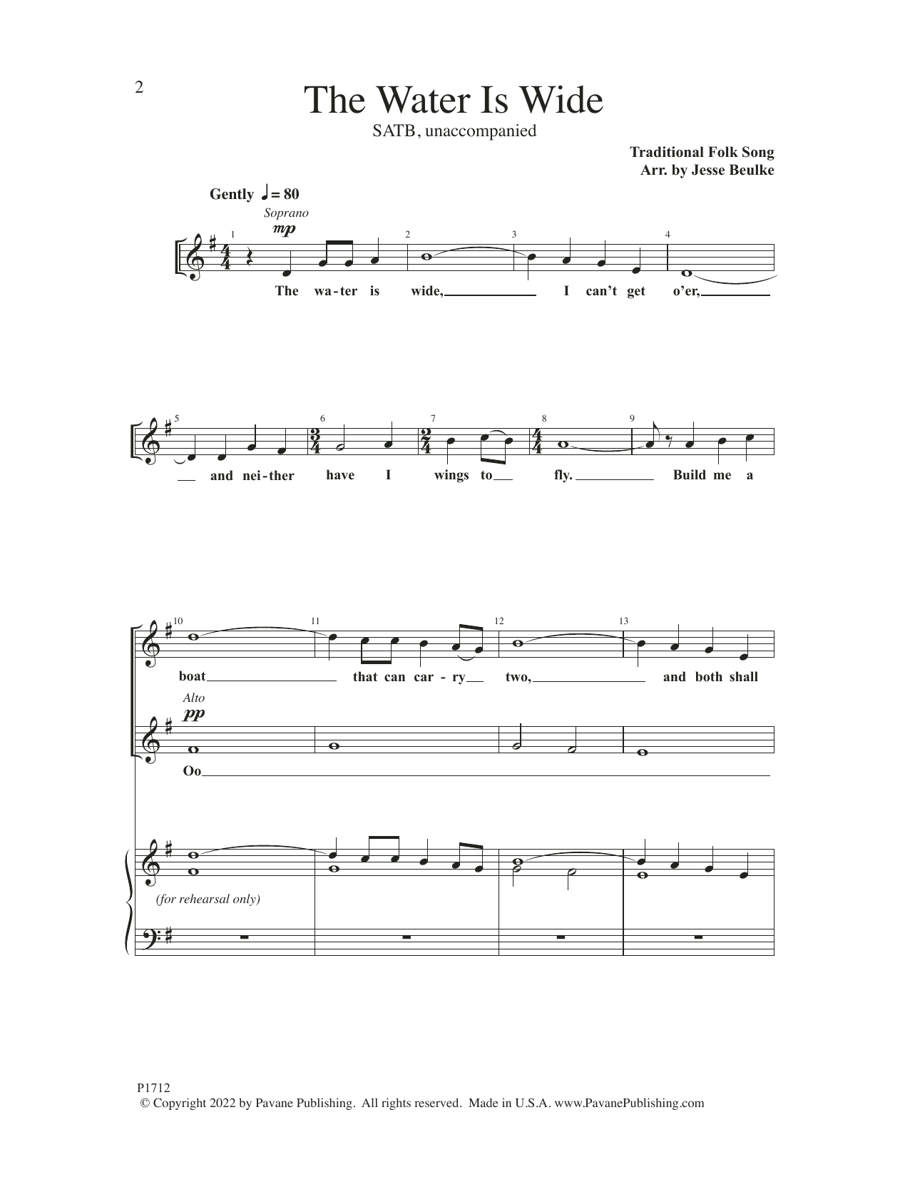 Download Traditional Folk Song The Water Is Wide (arr. Jesse Beulke) Sheet Music and learn how to play SATB Choir PDF digital score in minutes