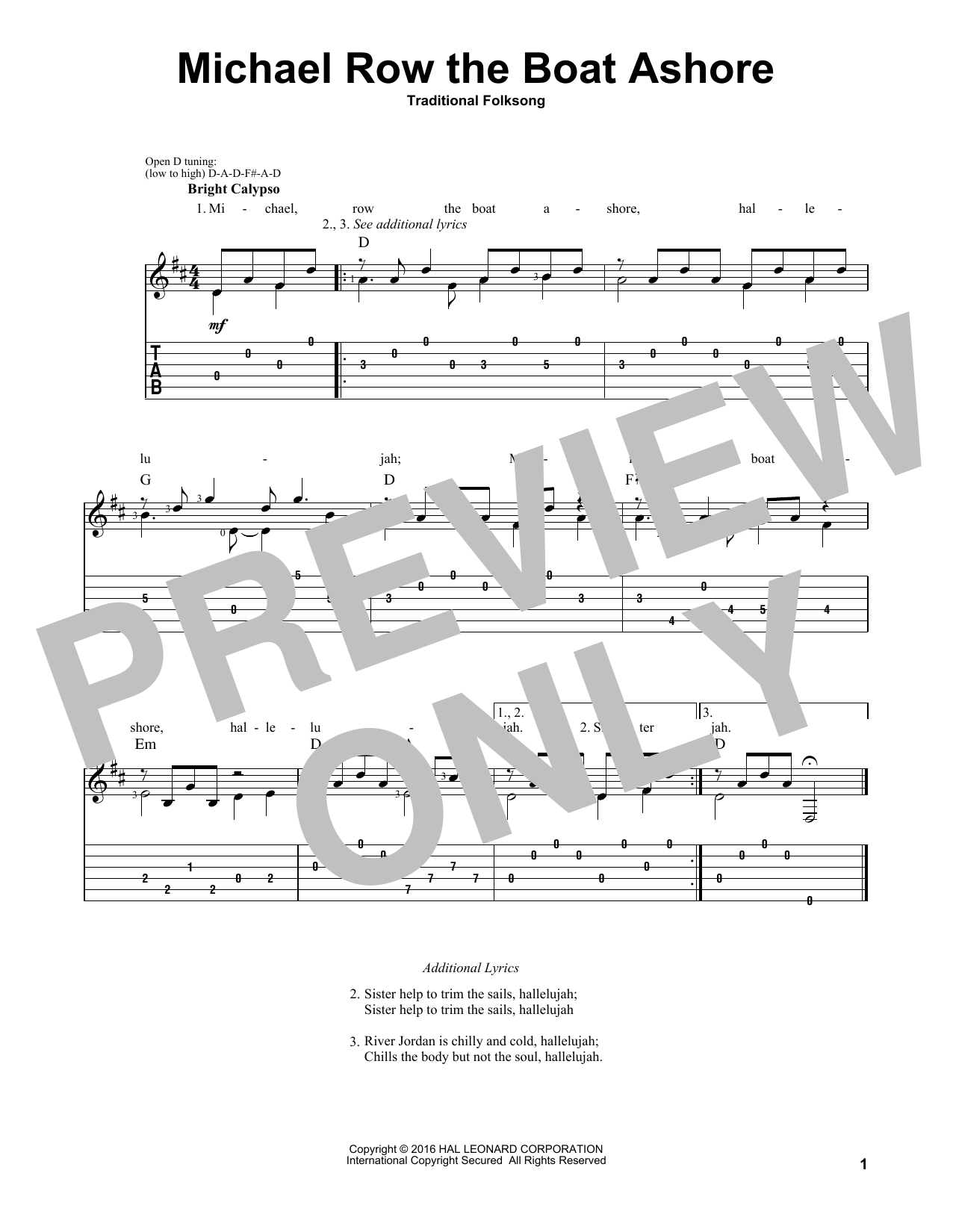 Download Mark Phillips Michael Row The Boat Ashore Sheet Music and learn how to play Guitar Tab PDF digital score in minutes