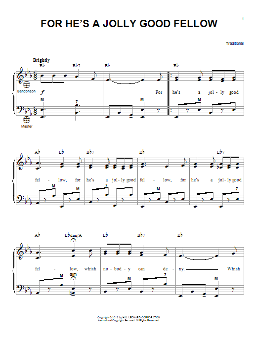Download Gary Meisner For He's A Jolly Good Fellow Sheet Music and learn how to play Accordion PDF digital score in minutes