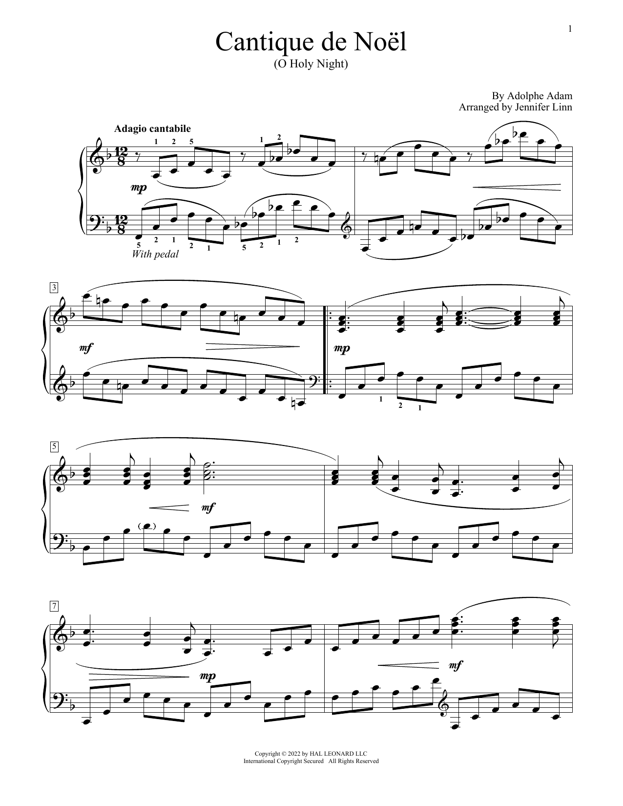 Download Traditional French Cantique De Noel (arr. Jennifer Linn) Sheet Music and learn how to play Educational Piano PDF digital score in minutes