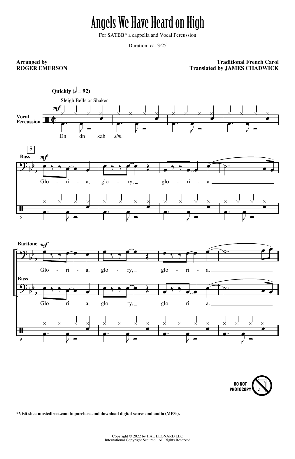 Download Traditional French Carol Angels We Have Heard On High (arr. Roger Emerson) Sheet Music and learn how to play SATB Choir PDF digital score in minutes