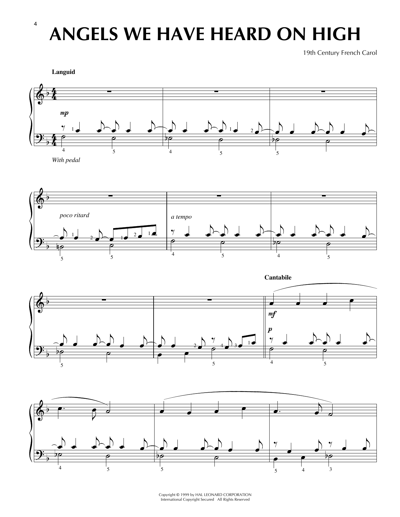 Download Traditional French Carol Angels We Have Heard On High [Jazz version] (arr. Frank Mantooth) Sheet Music and learn how to play Piano Solo PDF digital score in minutes