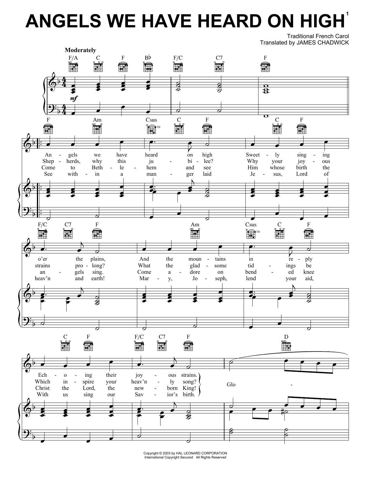 Download James Chadwick Angels We Have Heard On High Sheet Music and learn how to play GTRENS PDF digital score in minutes