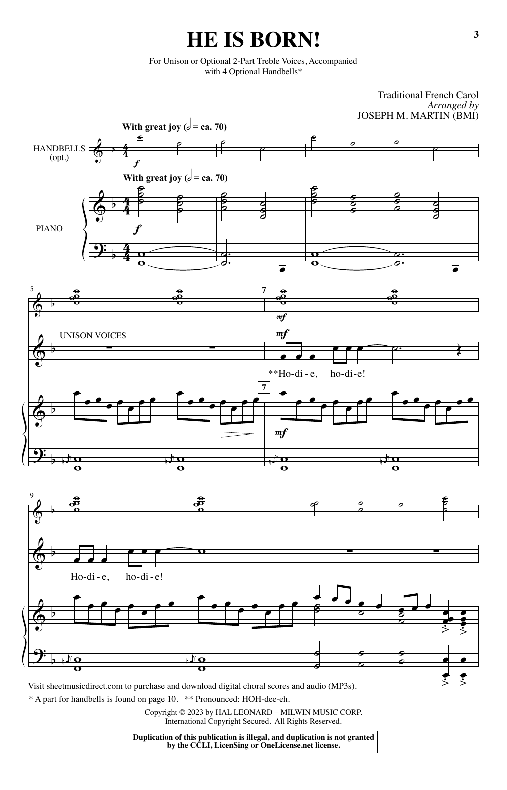Download Traditional French Carol He Is Born! (arr. Joseph M. Martin) Sheet Music and learn how to play Choir PDF digital score in minutes