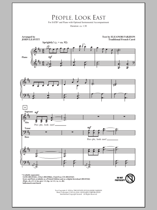 Download Traditional People, Look East (arr. John Leavitt) Sheet Music and learn how to play SATB PDF digital score in minutes