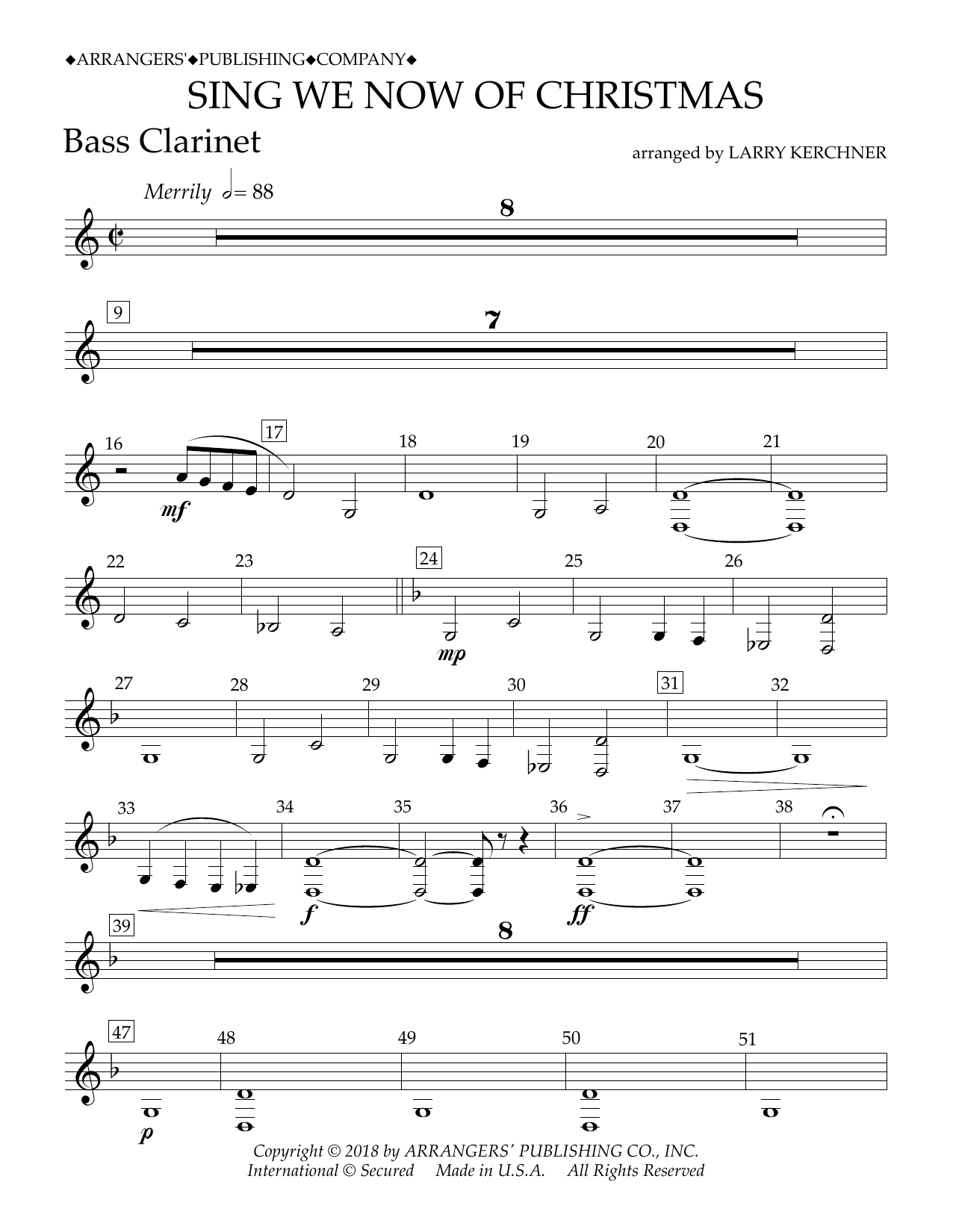 Download Traditional French Carol Sing We Now of Christmas (arr. Larry Kerchner) - Bb Bass Clarinet Sheet Music and learn how to play Concert Band PDF digital score in minutes