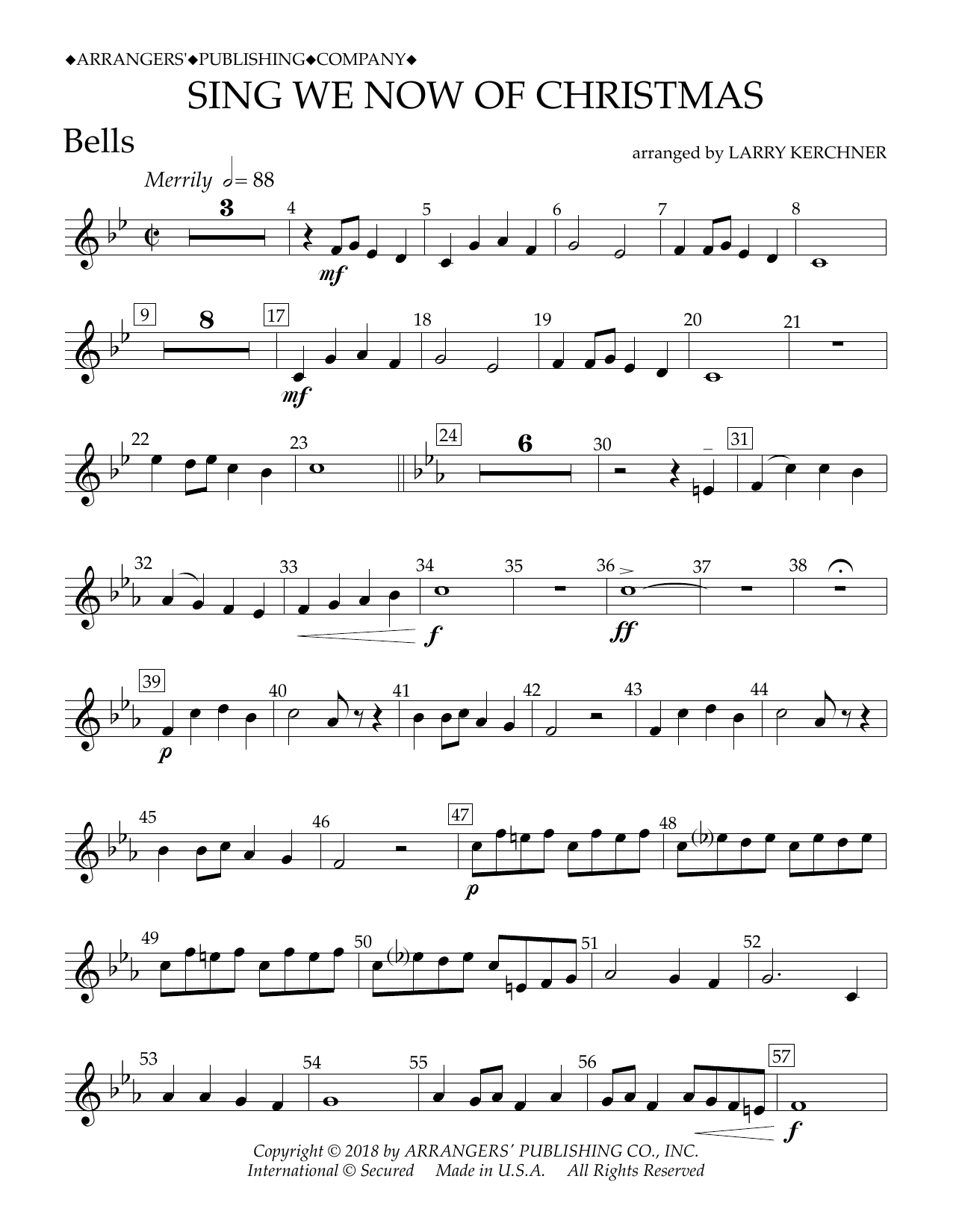 Download Traditional French Carol Sing We Now of Christmas (arr. Larry Kerchner) - Bells Sheet Music and learn how to play Concert Band PDF digital score in minutes