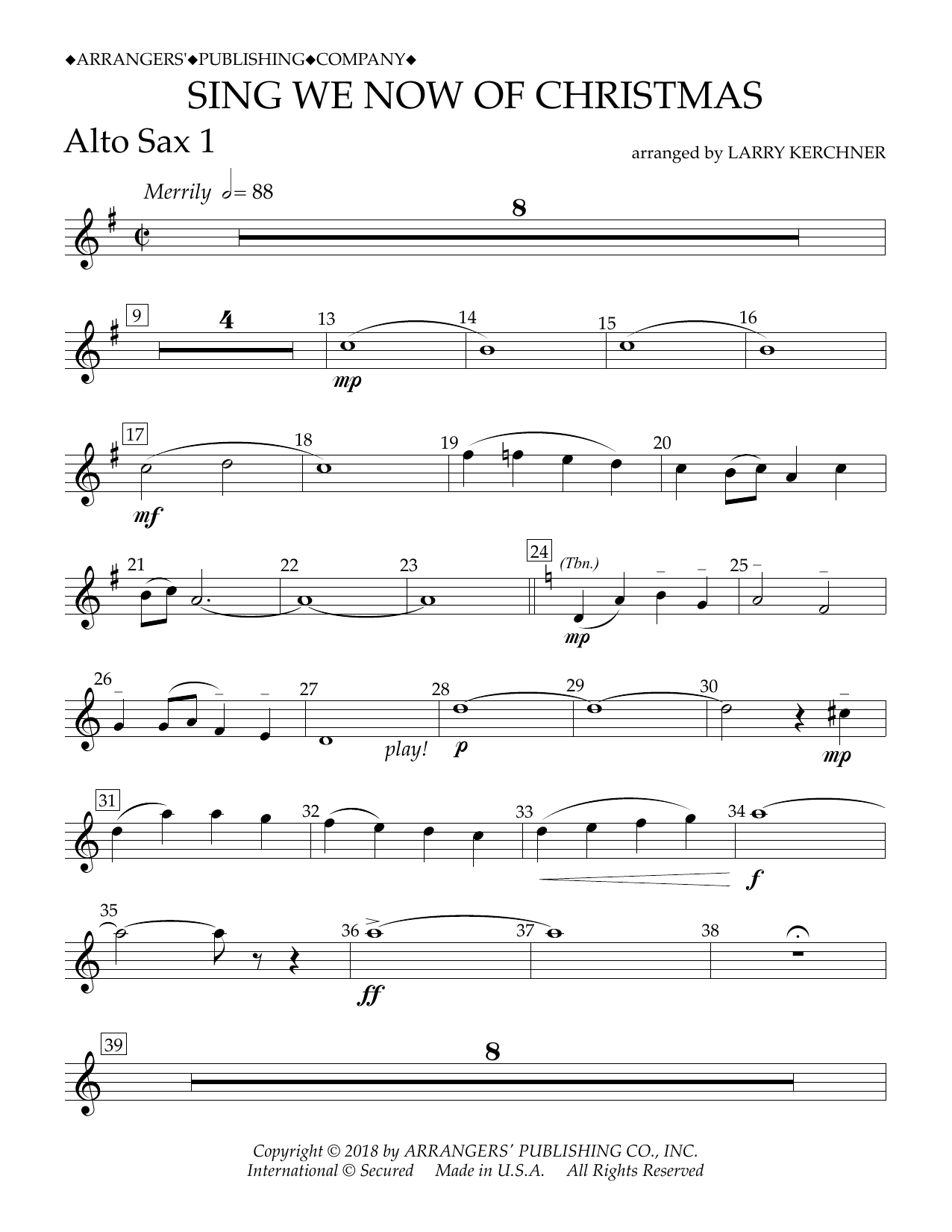 Download Traditional French Carol Sing We Now of Christmas (arr. Larry Kerchner) - Eb Alto Saxophone 1 Sheet Music and learn how to play Concert Band PDF digital score in minutes