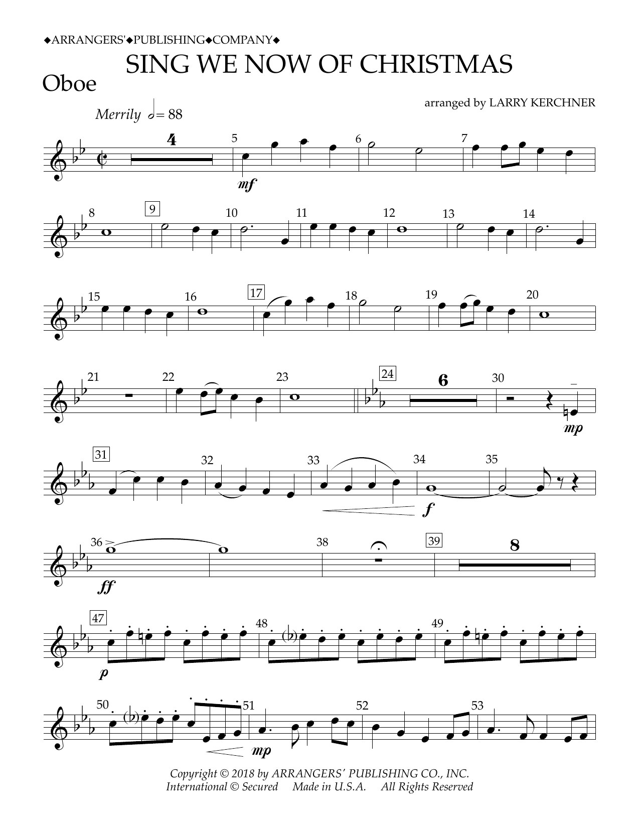 Download Traditional French Carol Sing We Now of Christmas (arr. Larry Kerchner) - Oboe Sheet Music and learn how to play Concert Band PDF digital score in minutes