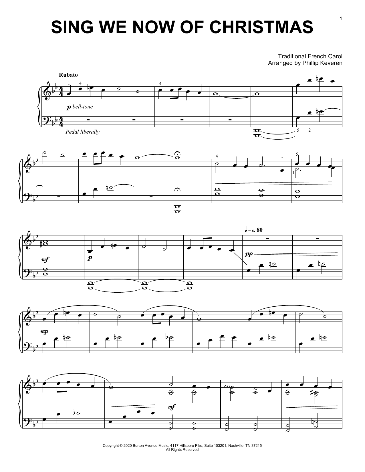 Download Traditional French Carol Sing We Now Of Christmas (arr. Phillip Keveren) Sheet Music and learn how to play Piano Solo PDF digital score in minutes