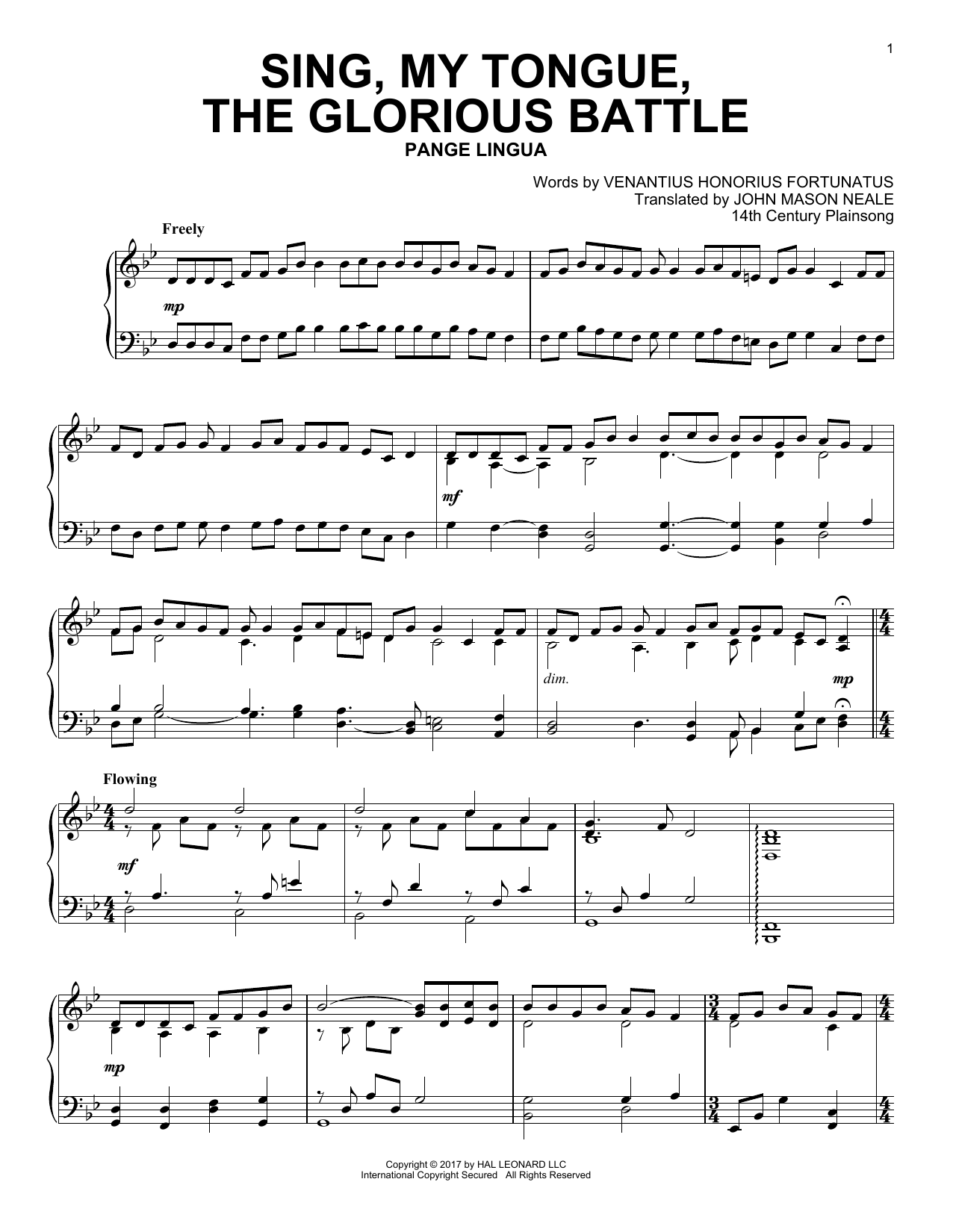 Download Traditional French Melody Sing, My Tongue, The Glorious Battle Sheet Music and learn how to play Piano PDF digital score in minutes