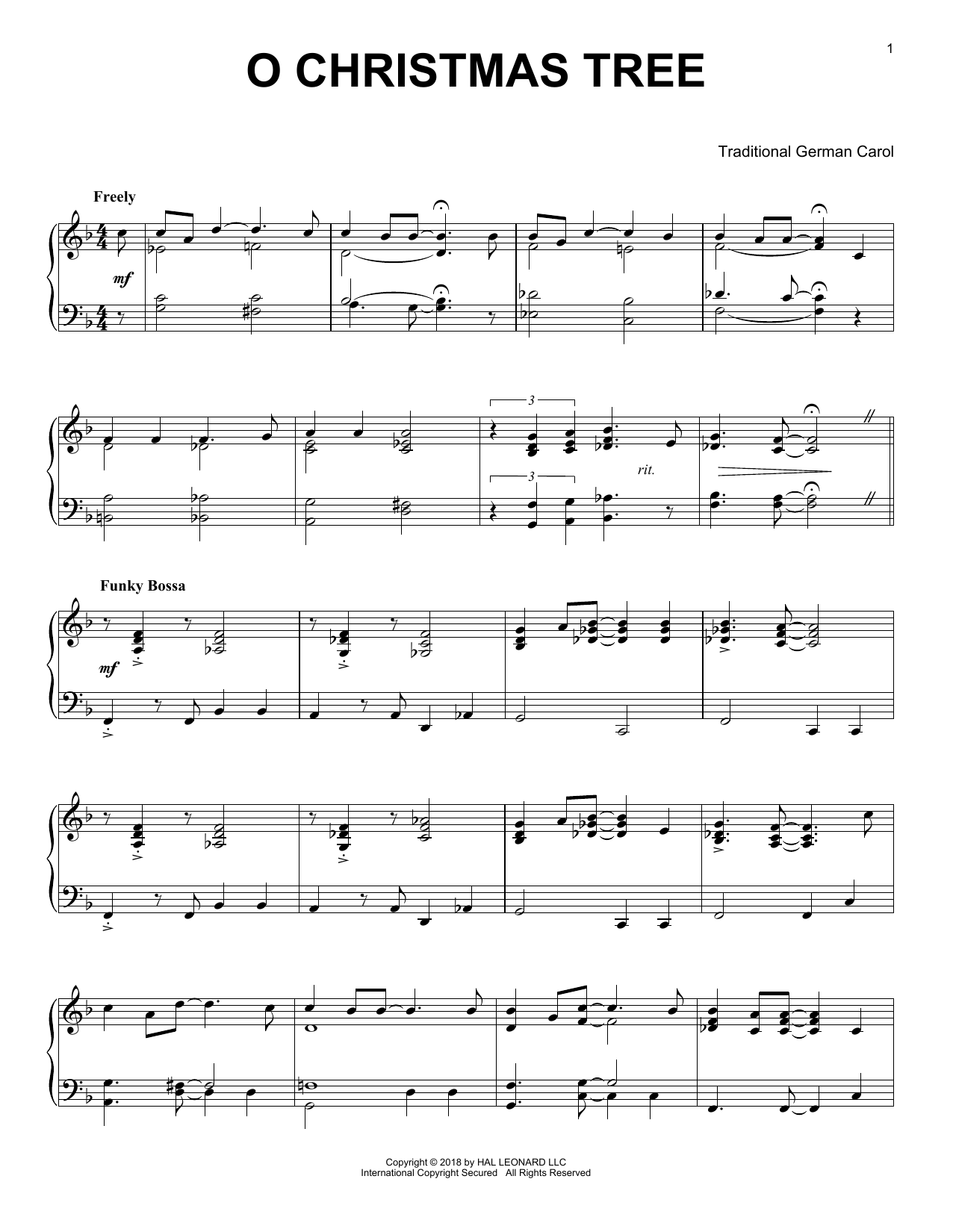 Download Traditional German Carol O Christmas Tree [Jazz version] Sheet Music and learn how to play Piano Solo PDF digital score in minutes