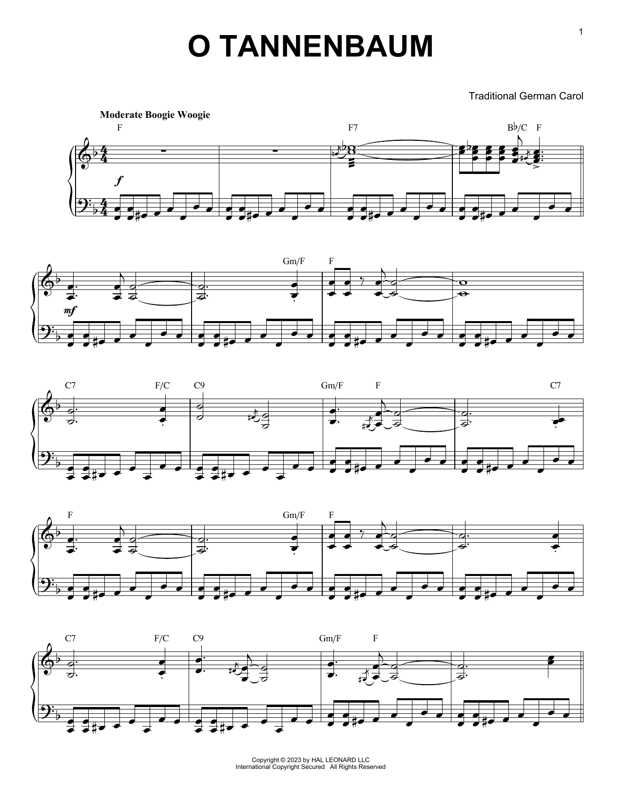 Download Traditional German Carol O Tannenbaum [Boogie Woogie version] (arr. Brent Edstrom) Sheet Music and learn how to play Piano Solo PDF digital score in minutes